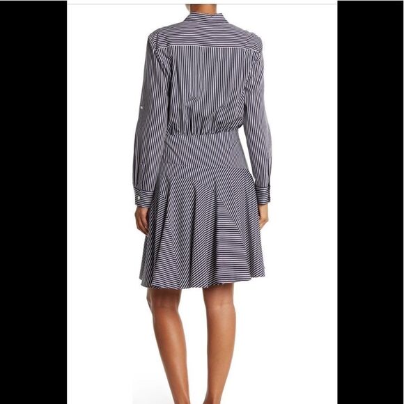 Women’s Jason Wu stripe asymmetrical tiered shirt long sleeve dress💥size 10, NWT - Picture 2 of 15